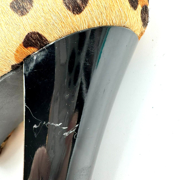 IMAN Women's 7.5 Wide Leopard Print Calf Hair Leather Side Zip High Heel Booties - Picture 8 of 9